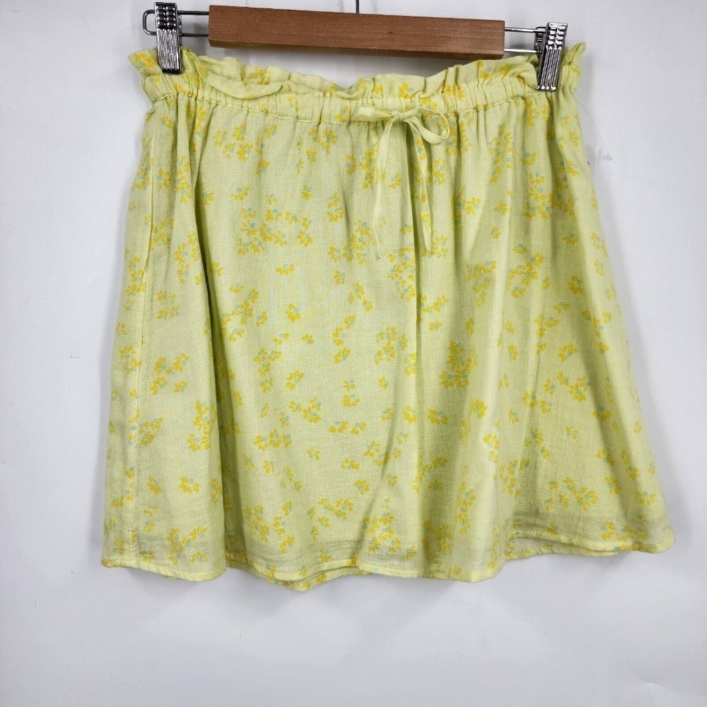 Abound Women's Floral Print Tie Front Mini Skirt Lined Yellow‎ Size S NWT